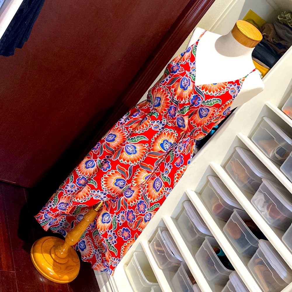 A. Byer red floral dress